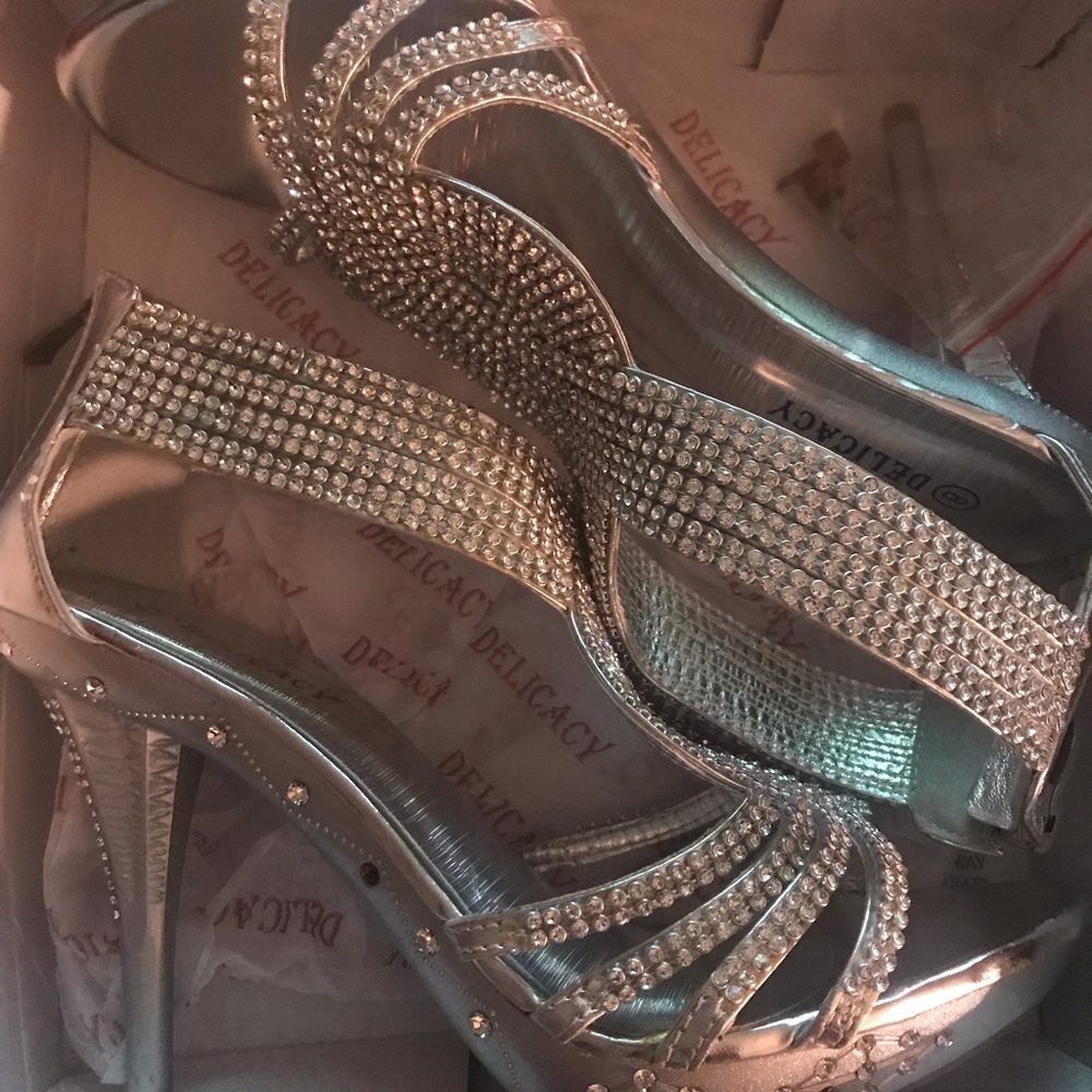 Sparkly silver heels